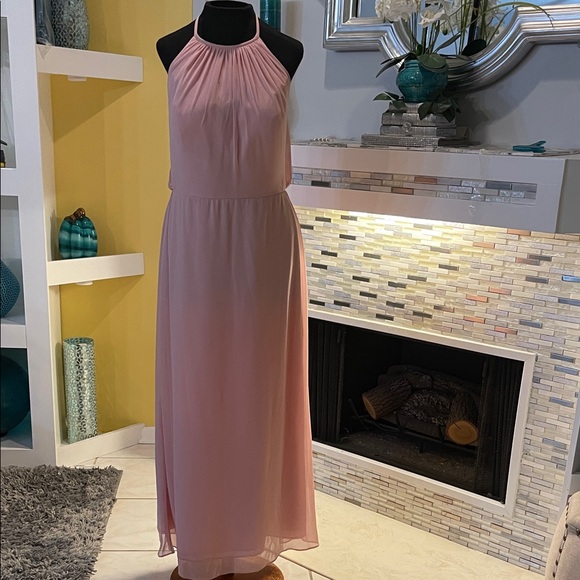 Lela Rose Bridesmaid Elegant Rose Halter Maxi Dress 14 - Picture 1 of 9